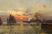 morning fog about a port in saint petersburg